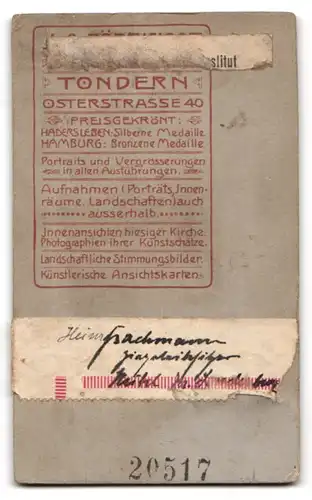 Fotografie J. A. Bödewadt, Tondern, Osterstr. 40, Bürgerlicher Herr mit Vollbart