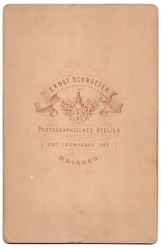 Fotografie E. Schroeter, Meissen, Obergasse 597, Bürgerlicher Herr mit pomadisiertem Haar und Schnauzer