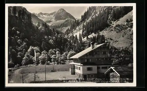 AK Hinterstein, Berggasthof Giebelhaus mit Blick auf Wiedemer und Luitpoldhaus