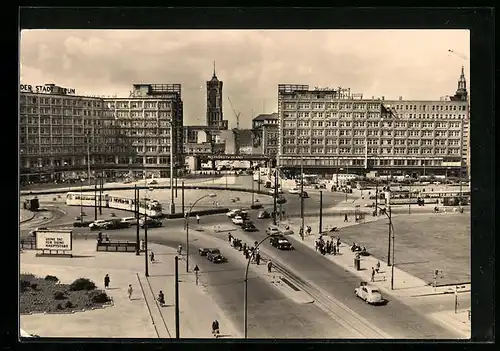 AK Berlin, Partie am Alexanderplatz, Strassenbahn