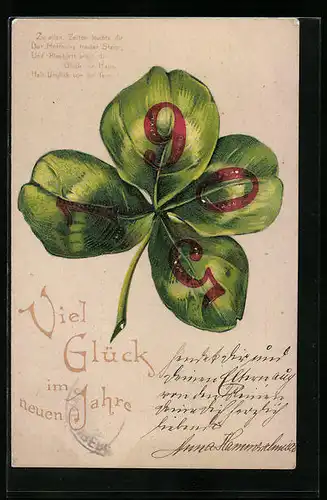 AK Jahreszahl 1905 im vierblättrigen Kleeblatt