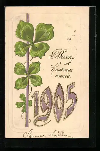 AK Jahreszahl 1905 mit Kleeblättern