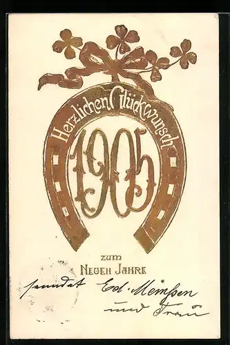 AK Jahreszahl 1905 mit Hufeisen