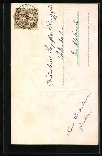 AK Jahreszahl 1909 mit Rosen und Kleeblättern