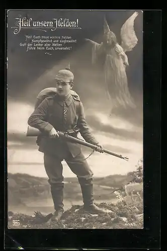 AK Schutzengel wacht über Soldaten Heil unsern Helden