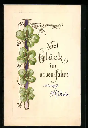 AK Kleeblätter 1903, Viel Glück im neuen Jahre