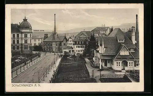 AK Schwenningen a. N., Schlenker Kienzle Uhrenfabrik, Strassenpartie