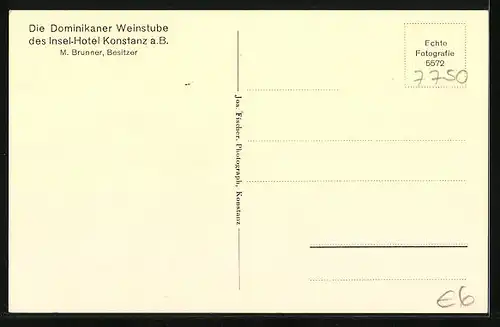 AK Konstanz a. B., Die Dominikaner Weinstube des Insel-Hotel