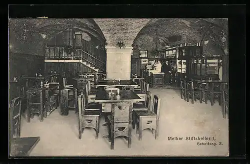 AK Wien, Gasthaus Melker Stiftskeller, Schottengasse 3, Innenansicht