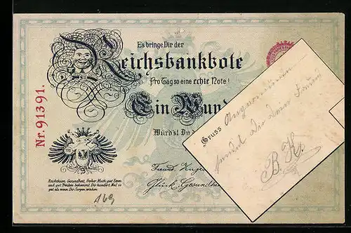 AK Es bringe Dir der Reichsbankbote...., Geld