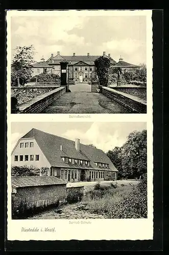 AK Diestedde i. Westf., Schlossansicht, Schloss-Schule
