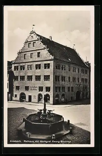 AK Ansbach, Rathaus mit Markgraf Georg-Brunnen
