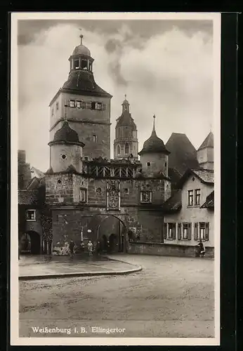 AK Weissenburg i. B., Ellingertor mit Wappen