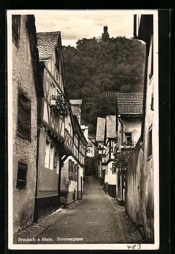 AK Braubach am Rhein, Blick in die Sommergasse