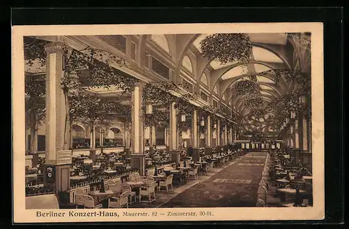 AK Berlin, Konzert-Haus, Mauerstr. 82, Blick in den Saal