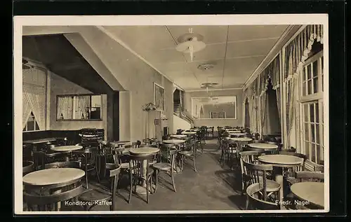 AK Karlsruhe, Konditorei-Cafe Friedrich Nagel, Waldstr. 41-45, Innenansicht