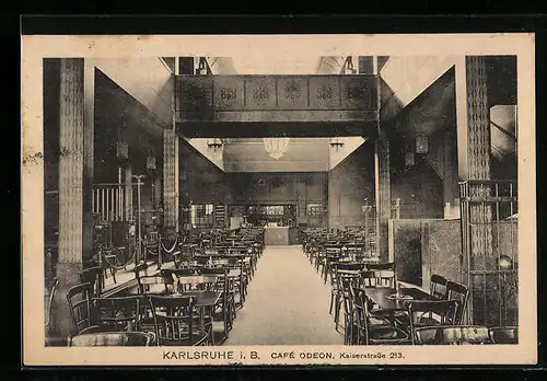 AK Karlsruhe i. B., Cafe Odeon, Kaiserstrasse 213, Innenansicht