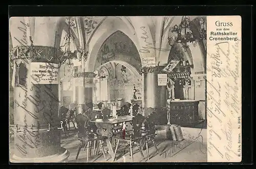 AK Cronenberg, Gasthaus Ratskeller, Innenansicht
