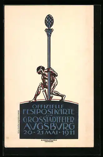 Künstler-AK Augsburg, Festpostkarte zur Grosstadtfeier 1911