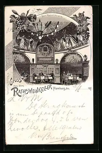 Lithographie Hamburg, Der Rosenkranz im Rathsweinkeller