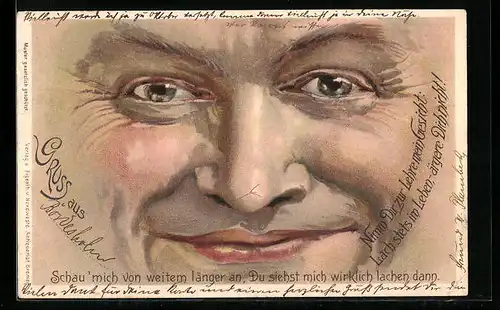 AK Sehr nahes grinsendes Gesicht