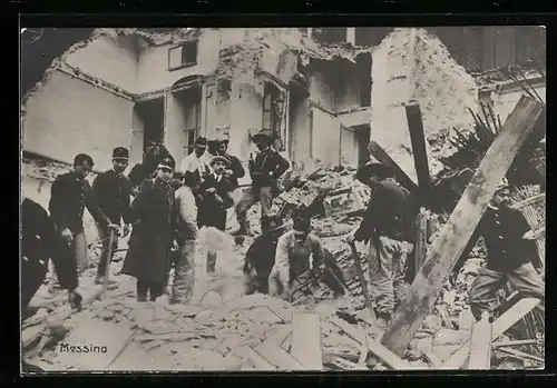 AK Messina, Aufräumarbeiten nach dem Erdbeben