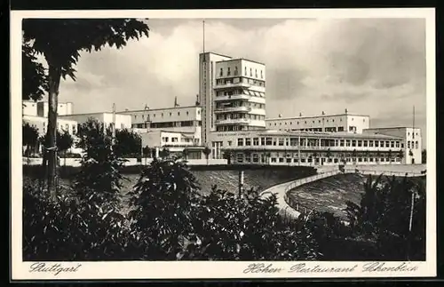 AK Stuttgart, Höhen Restaurant Schönblick, Bauhaus