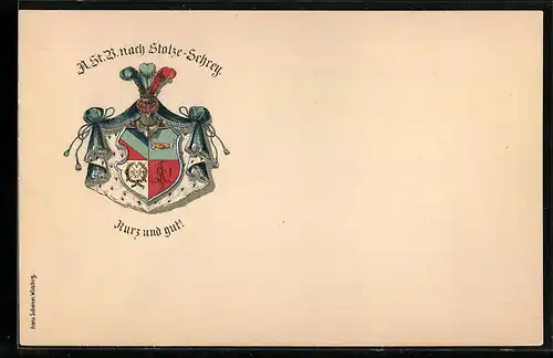 Lithographie Studentenwappen der A. St. V. nach Stolze-Schrey