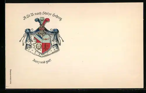 Lithographie Studentenwappen der A. St. V. nach Stolze-Schrey