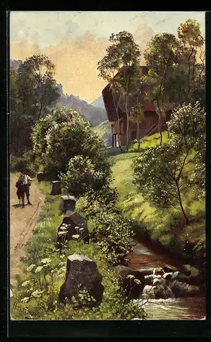 Künstler-AK Heinrich Hoffmann: Frühmorgens im Schwarzwald