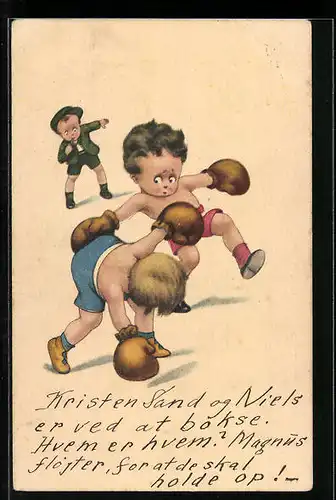 AK Boxkampf, Kleine Boxer mit Schiedsrichter