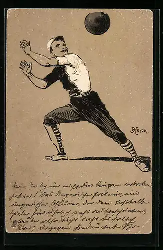 Künstler-AK Arthur Heyer: Ballspieler mit Ball