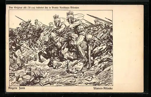 Künstler-AK Angelo Jank: Ulanen-Attacke