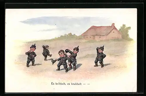 Künstler-AK Ad. Hoffmann: Es kribbelt, es krabbelt