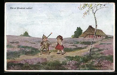 Künstler-AK Ad. Hoffmann: Als er Abschied nahm, Kind in Uniform