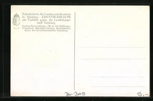 Künstler-AK Franz Jung-Ilsenheim: Erentrudisalpe mit Blick auf Salzburg