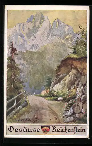 Künstler-AK E.F. Hofecker: Gesäuse, Reichenstein
