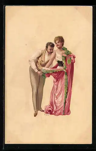 Künstler-AK Richard Hegedüs-Geiger: Ein Herr hält die Hand der Dame