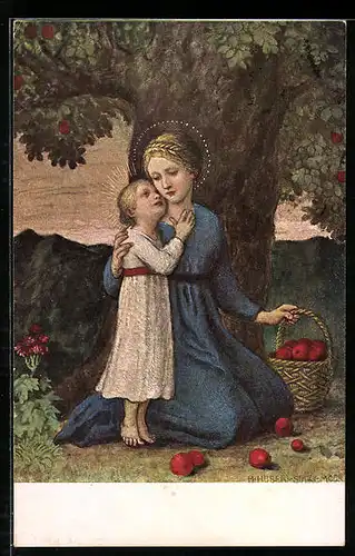 Künstler-AK Hans Huber-Sulzemoos: Gnadenbild, Frau mit Kind