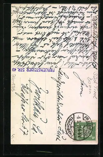 Künstler-AK Rudolf Alfred Höger: Bozen, Pfarrkirche mit Denkmal