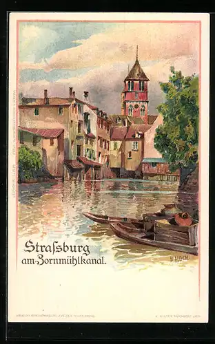 Künstler-AK Franz Xaver Hoch: Strassburg, Am Bornmühlkanal