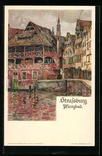 Künstler-AK Franz Xaver Hoch: Strassburg, Pflanzbad