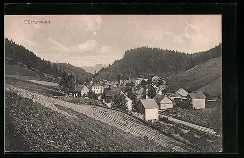 AK Dürrenwaid, Ortsansicht aus der Vogelschau