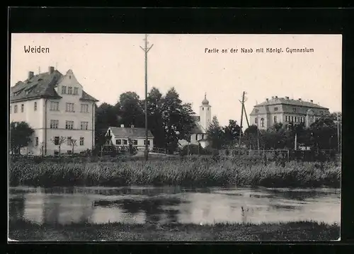 AK Weiden, Partie an der Naab mit Königlichem Gymnasium