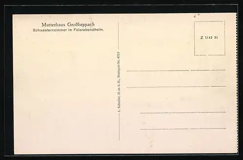 AK Grossheppach, Mutterhaus, Schwesternzimmer im Feierabendheim