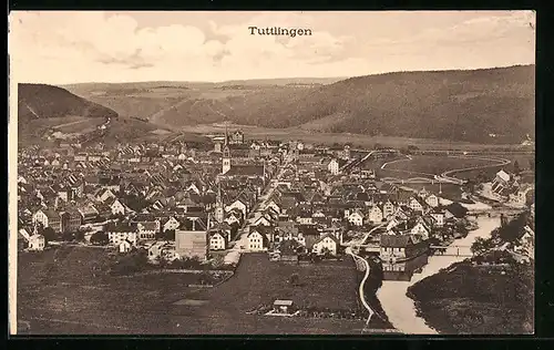 AK Tuttlingen, Gesamtansicht aus der Vogelschau