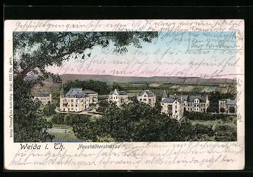 AK Weida /Th., Villen in der Neustädterstrasse aus der Vogelschau
