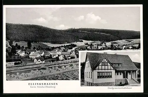 AK Ellingshausen /Kr. Fritzlar-Homberg, Gesamtansicht, Dorfgemeinschaftshaus