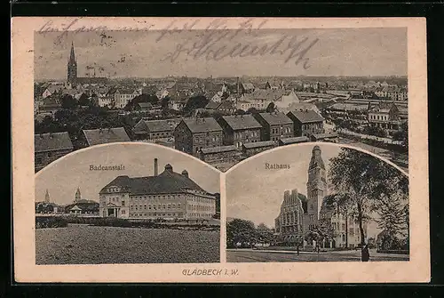 AK Gladbeck i. W., Teilansicht, Badeanstalt