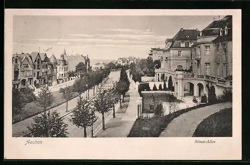 AK Aachen, Nizza-Allee aus der Vogelschau